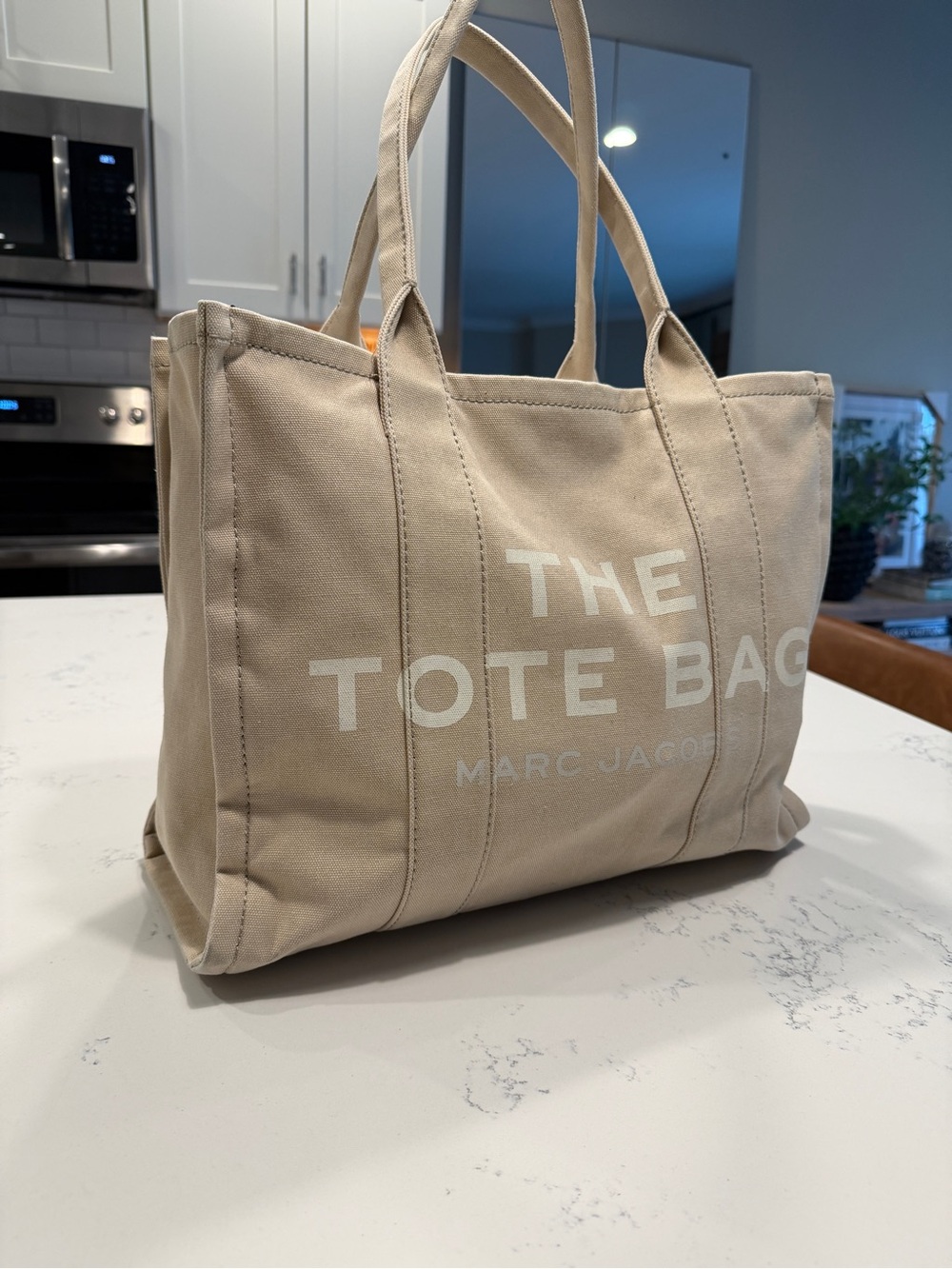Marc Jacobs Beige Canvas Tote with White Large